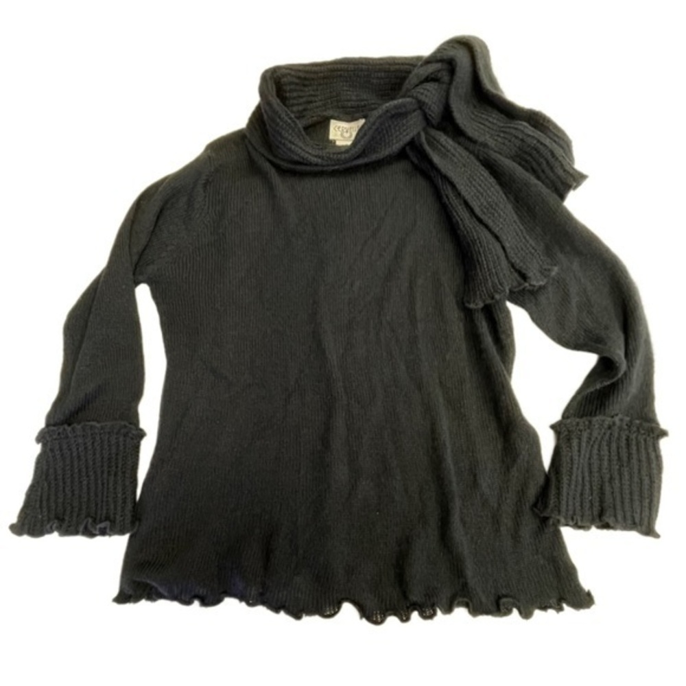 Vintage Cervelle black scarf knit sweater women’s size Large